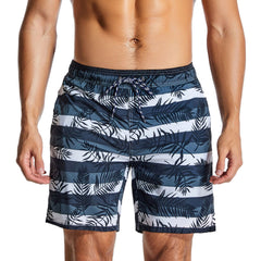 Men's Swim Trunks with Compression Liner Quick Dry 7" Inseam Swimsuit Swimwear - Salix Leaf