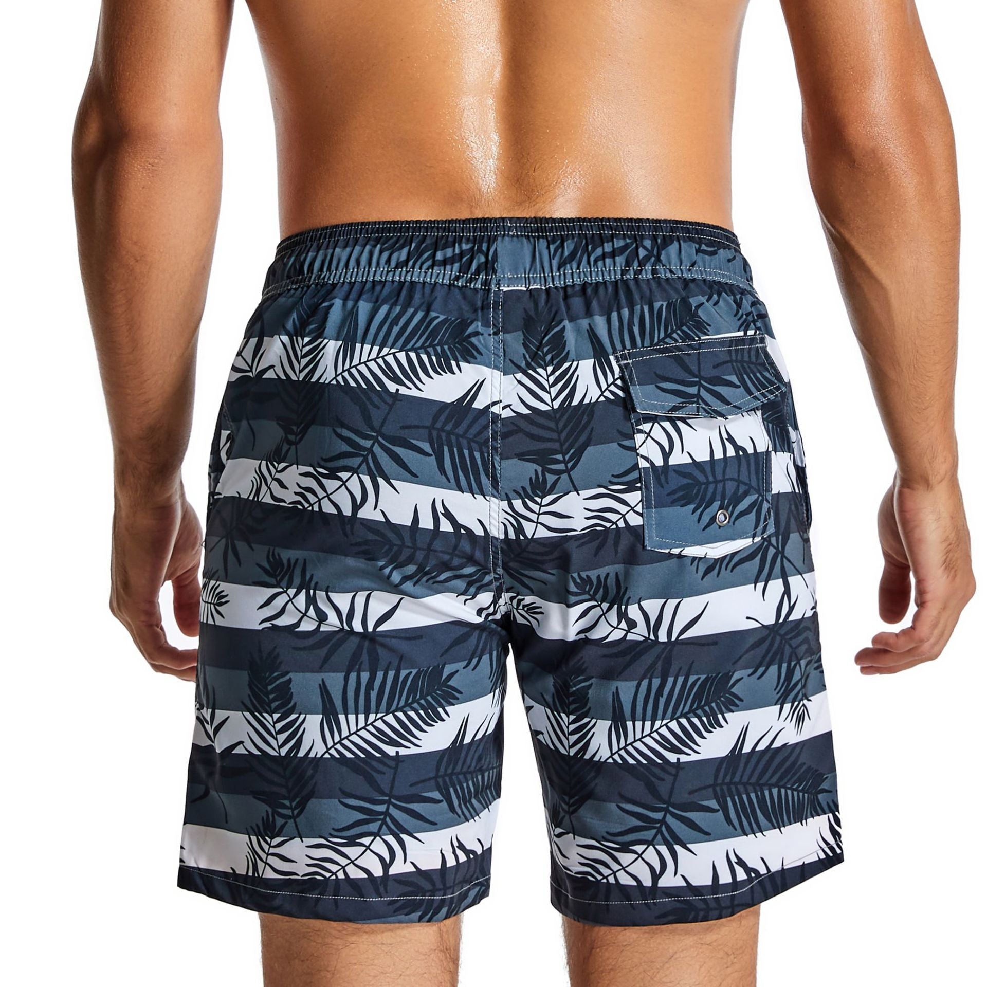 Men's Swim Trunks with Compression Liner Quick Dry 7" Inseam Swimsuit Swimwear - Salix Leaf