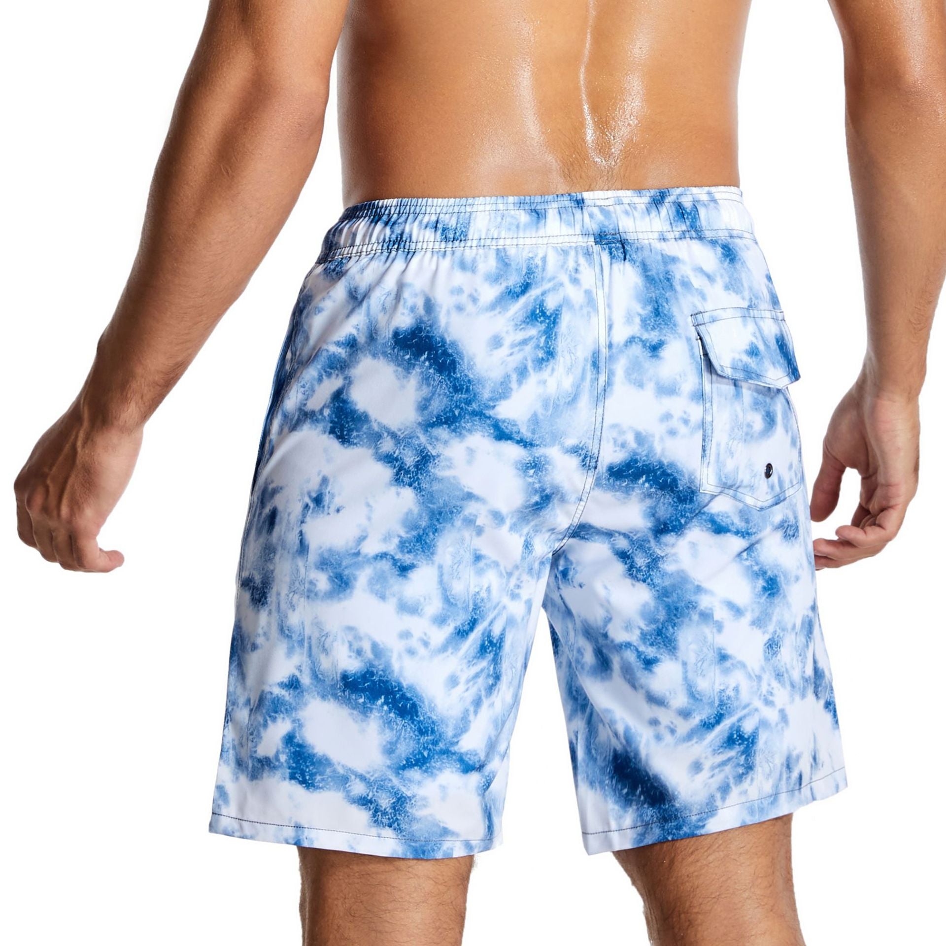Men's Swim Trunks with Compression Liner Quick Dry 7" Inseam Swimsuit Swimwear - Cloud
