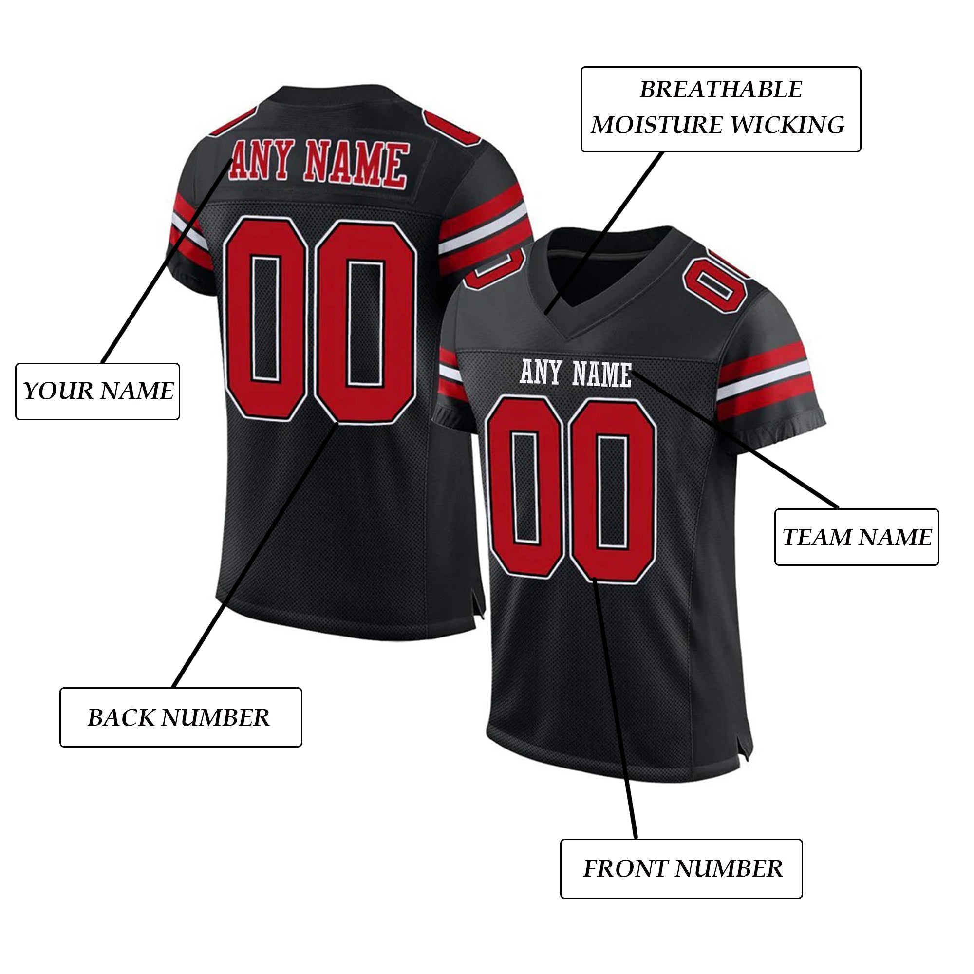 Custom Football Jersey Personalized Stitched/Printed Team Name & Number Sports Uniform for Men Women Youth