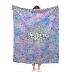 Personalized Mermaid Blanket With Name For Adult, Kids