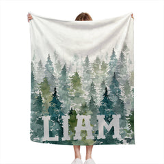 Personalized Forest Blanket With Name For Adult, Kids