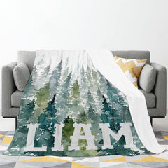 Personalized Forest Blanket With Name For Adult, Kids