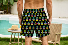 Men's Swim Trunks With Compression Liner 5.5" Inseam Quick Dry Swim Shorts With Pockets - Pineapple