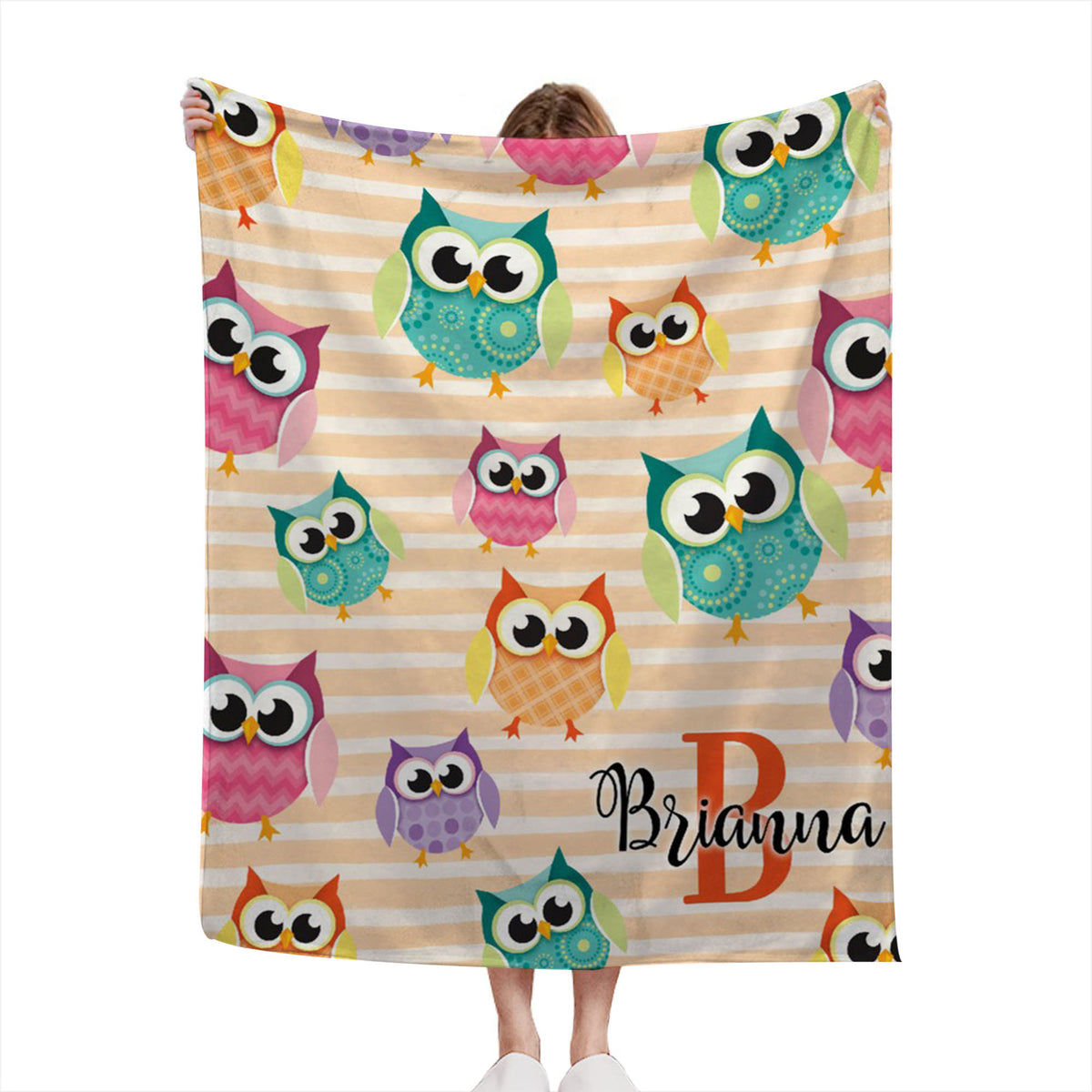 Personalized Owl Blanket With Name For Adult, Kids
