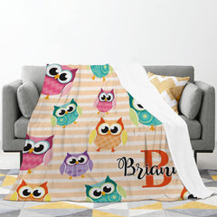 Personalized Owl Blanket With Name For Adult, Kids