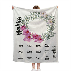 Personalized Phalaenopsis Orchid Months Blanket With Name For Adult, Kids