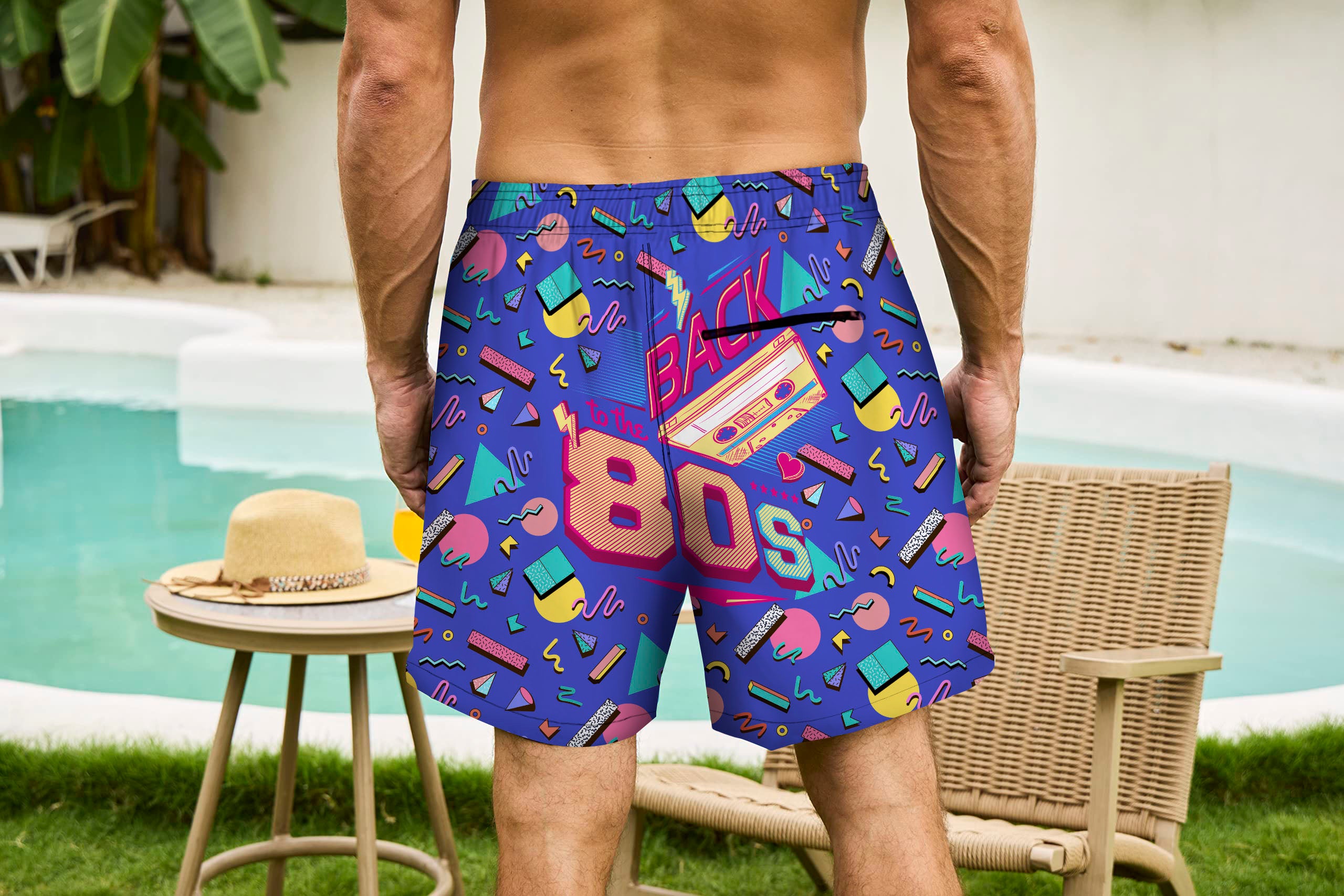 Men's Swim Trunks With Compression Liner 5.5" Inseam Quick Dry Swim Shorts With Pockets - 80's Style