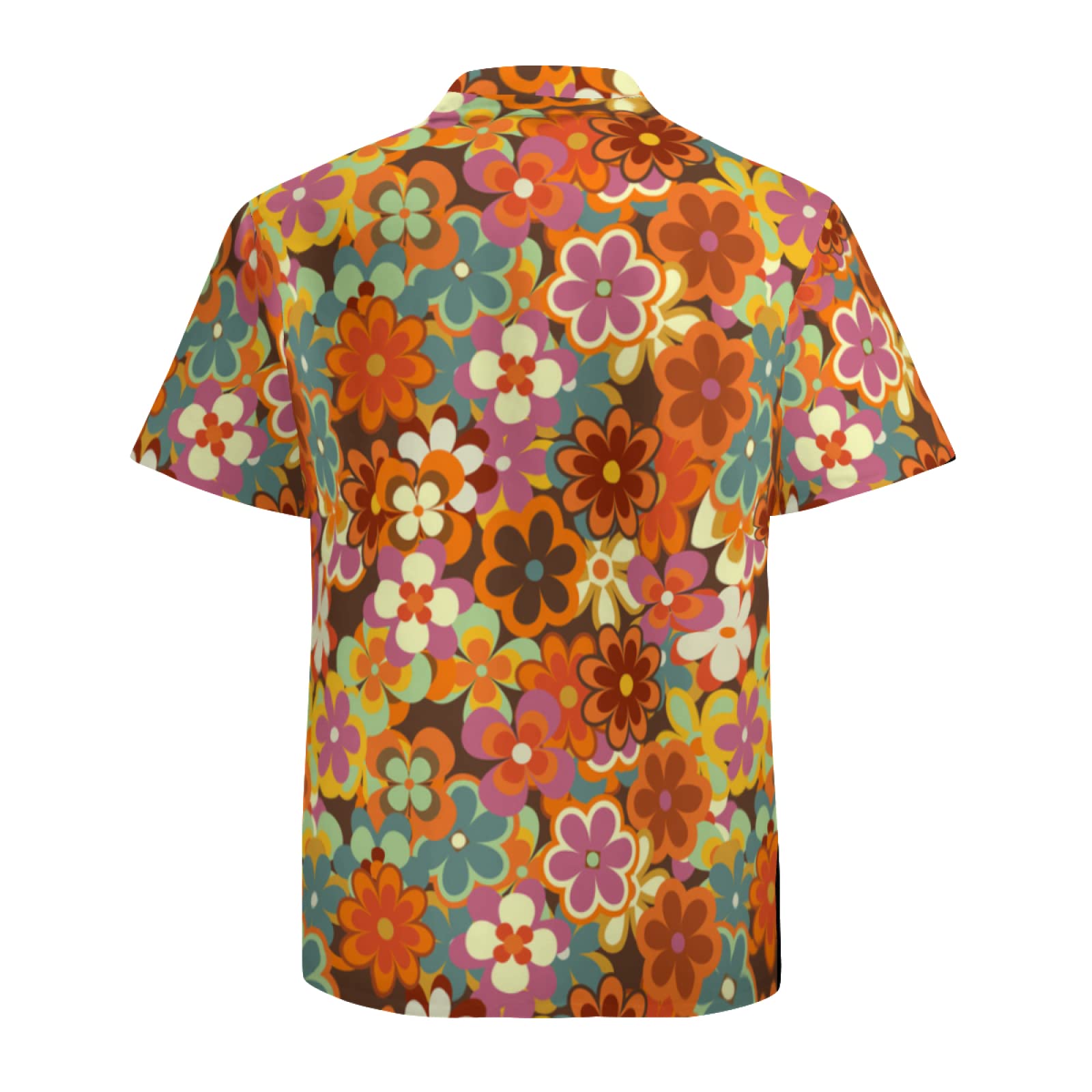 Men's Hawaiian Shirt Casual Button Down Short Sleeves Beach Shirt - 70s Hippie Flower