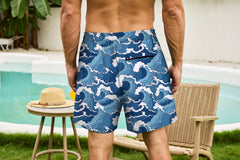 Men's Swim Trunks With Compression Liner 5.5" Inseam Quick Dry Swim Shorts With Pockets - Wave