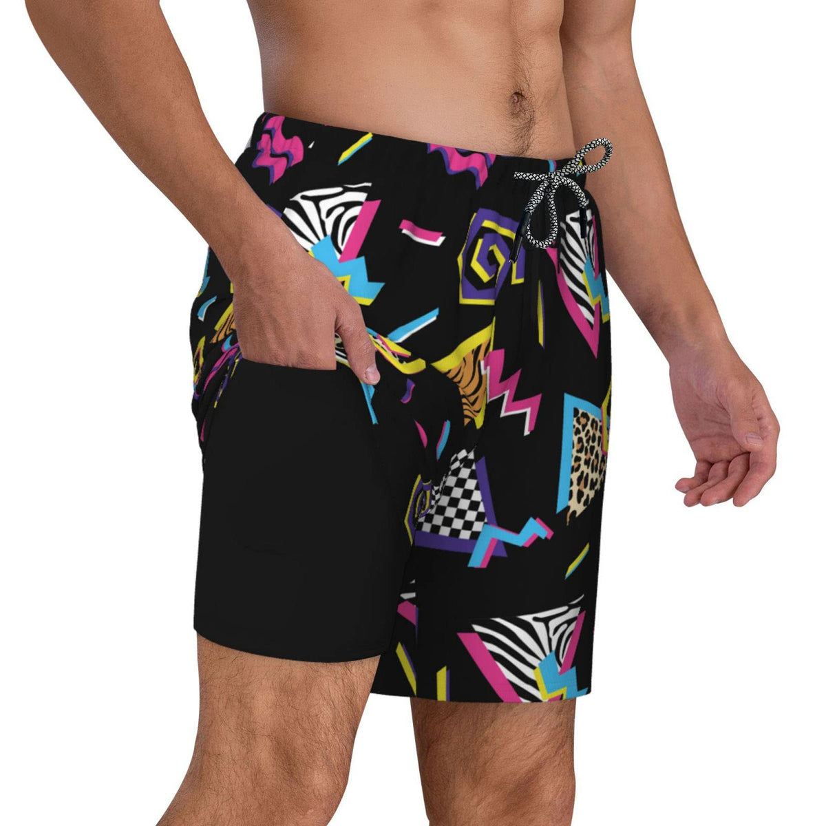 Men's 9" Inseam Swim Trunks With Compression Liner Quick Dry Swim Bathing Suit - 90's Style