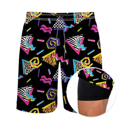 Men's 9" Inseam Swim Trunks With Compression Liner Quick Dry Swim Bathing Suit - 90's Style