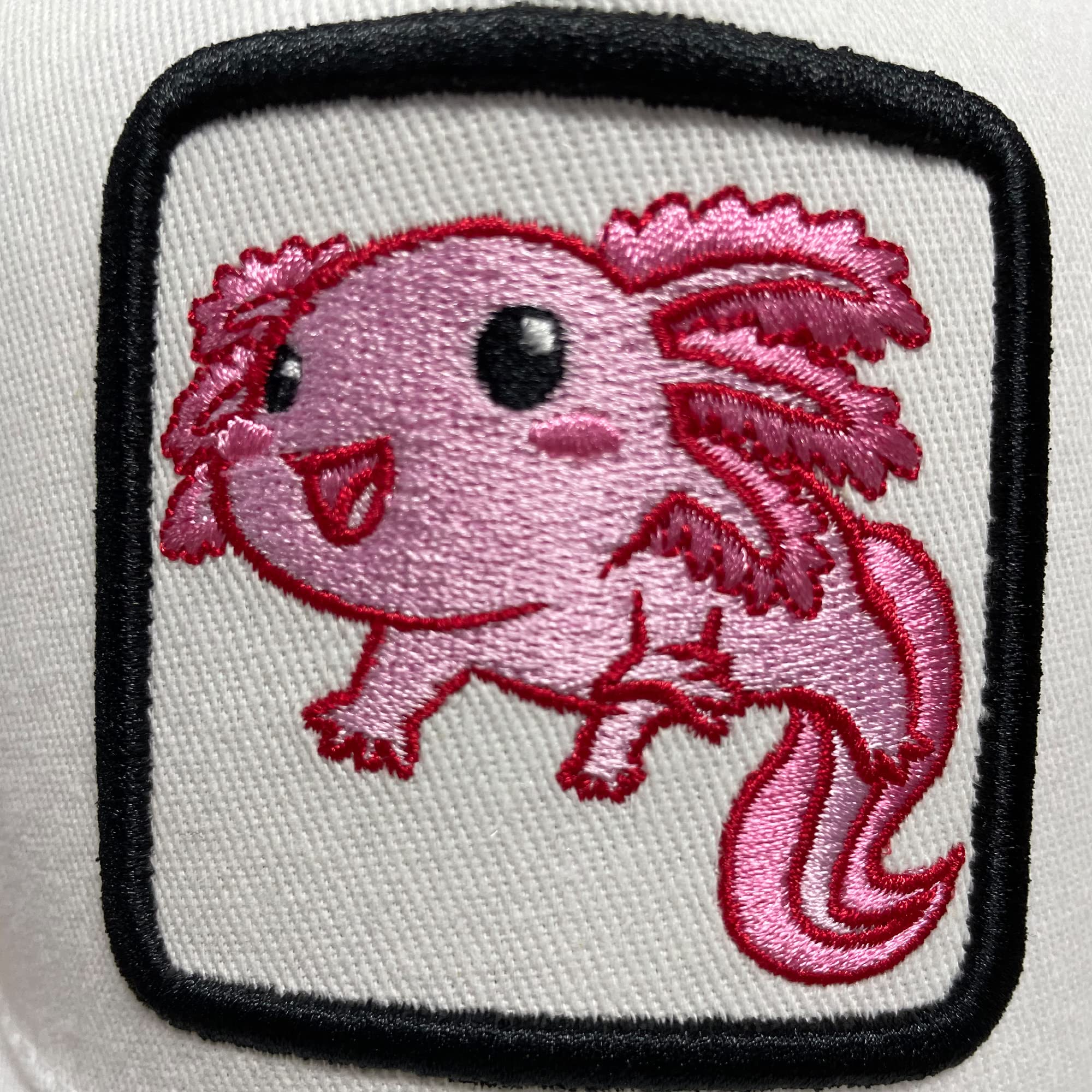 Mesh Trucker Hat Snapback Square Patch Baseball Caps - Axolotl