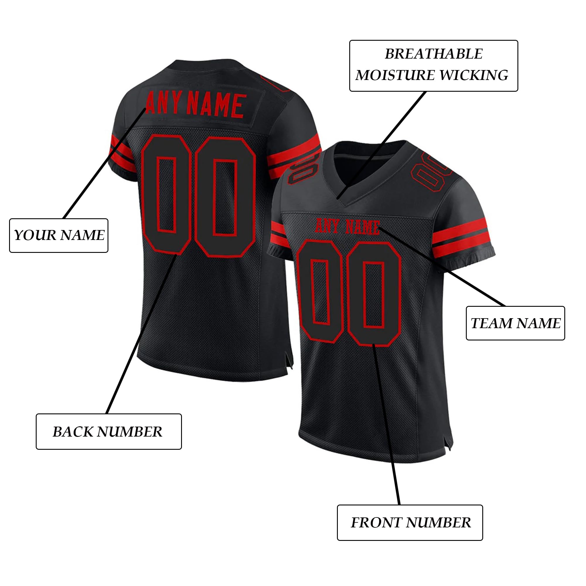 Custom Football Jersey Personalized Stitched/Printed Team Name & Number Sports Uniform for Men Women Youth