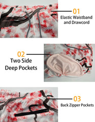 Men's 9" Inseam Swim Trunks With Compression Liner Quick Dry Swim Bathing Suit - Cherry Blossoms