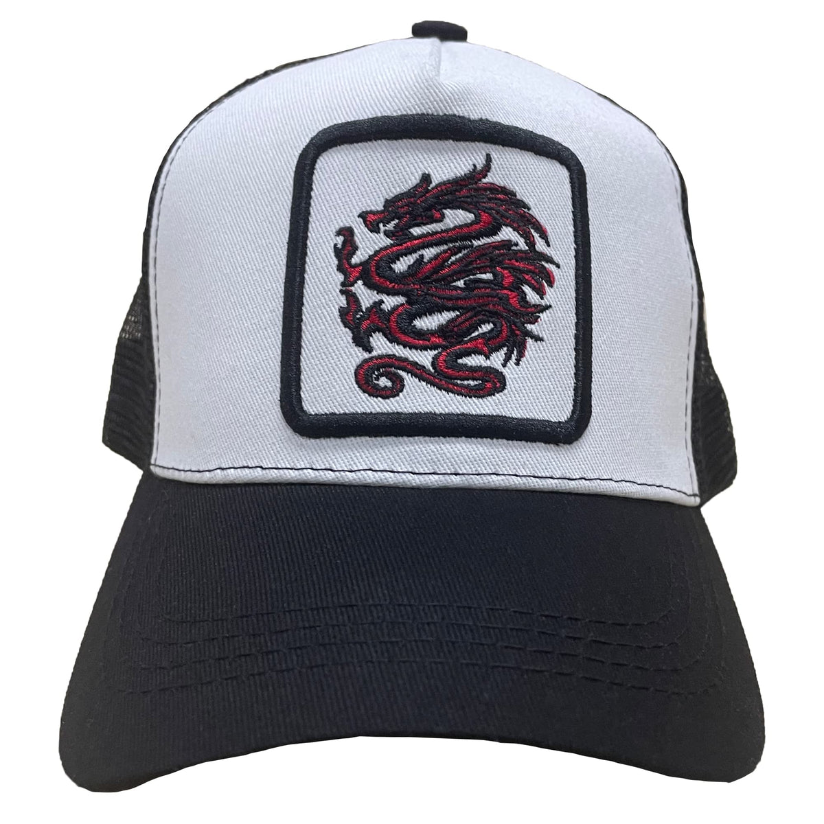 Mesh Trucker Hat Snapback Square Patch Baseball Caps - Dragon