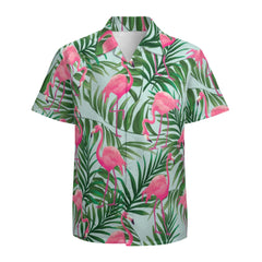 Men's Hawaiian Shirt Casual Button Down Short Sleeves Beach Shirt - Flamingo