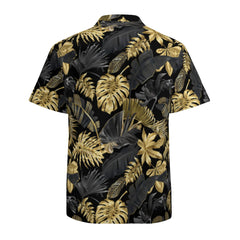 Men's Hawaiian Shirt Casual Button Down Short Sleeves Beach Shirt - Golden Palm Leaf