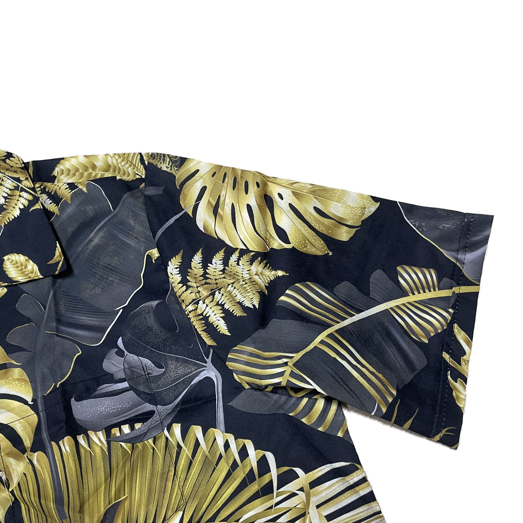 Men's Hawaiian Shirt Casual Button Down Short Sleeves Beach Shirt - Golden Palm Leaf