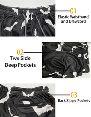 Men's 9" Inseam Swim Trunks With Compression Liner Quick Dry Swim Bathing Suit - Halloween Bat