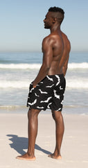 Men's 9" Inseam Swim Trunks With Compression Liner Quick Dry Swim Bathing Suit - Halloween Bat