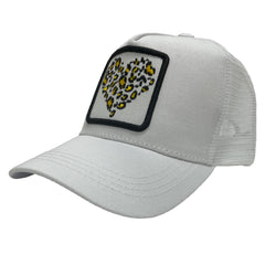 Mesh Trucker Hat Snapback Square Patch Baseball Caps - Leopard