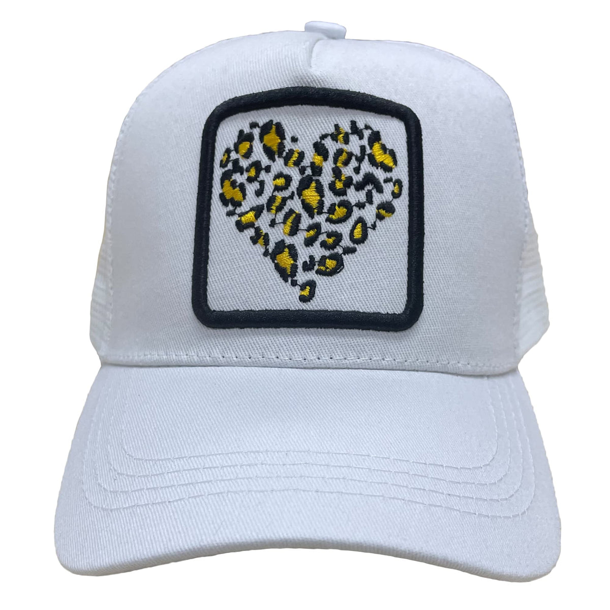 Mesh Trucker Hat Snapback Square Patch Baseball Caps - Leopard