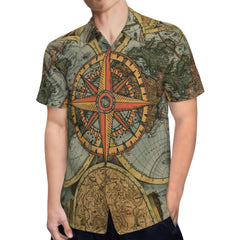 Men's Hawaiian Shirt Casual Button Down Short Sleeves Beach Shirt - Nautical