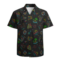 Men's Hawaiian Shirt Casual Button Down Short Sleeves Beach Shirt - Neon Vegas