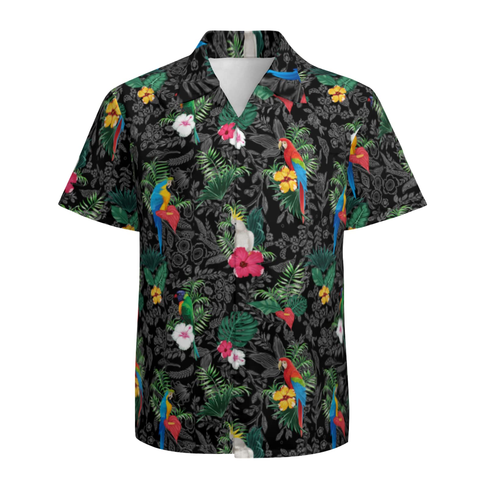 Men's Hawaiian Shirt Casual Button Down Short Sleeves Beach Shirt - Parrot