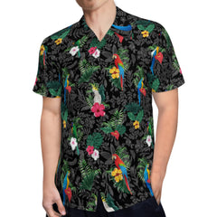 Men's Hawaiian Shirt Casual Button Down Short Sleeves Beach Shirt - Parrot