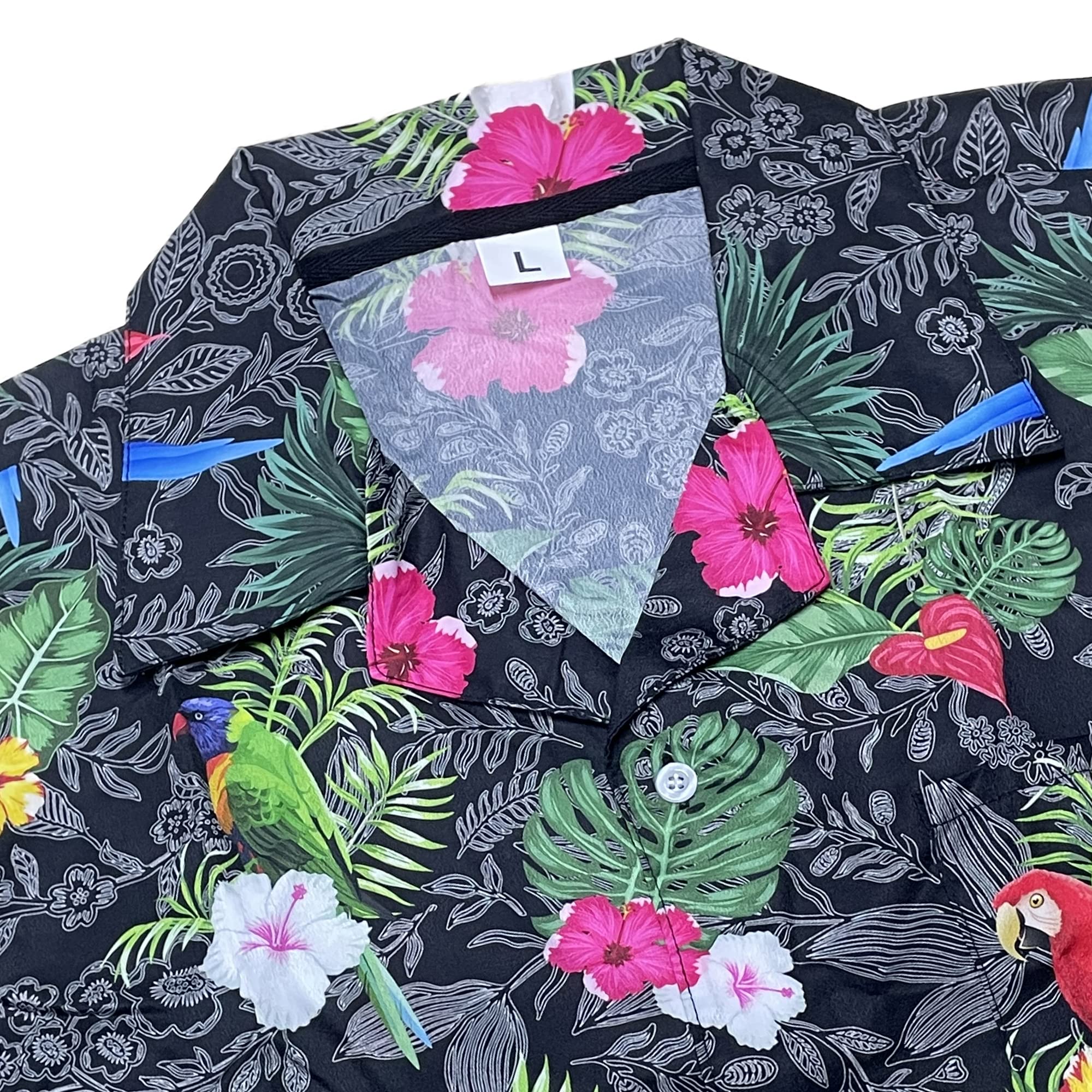 Men's Hawaiian Shirt Casual Button Down Short Sleeves Beach Shirt - Parrot