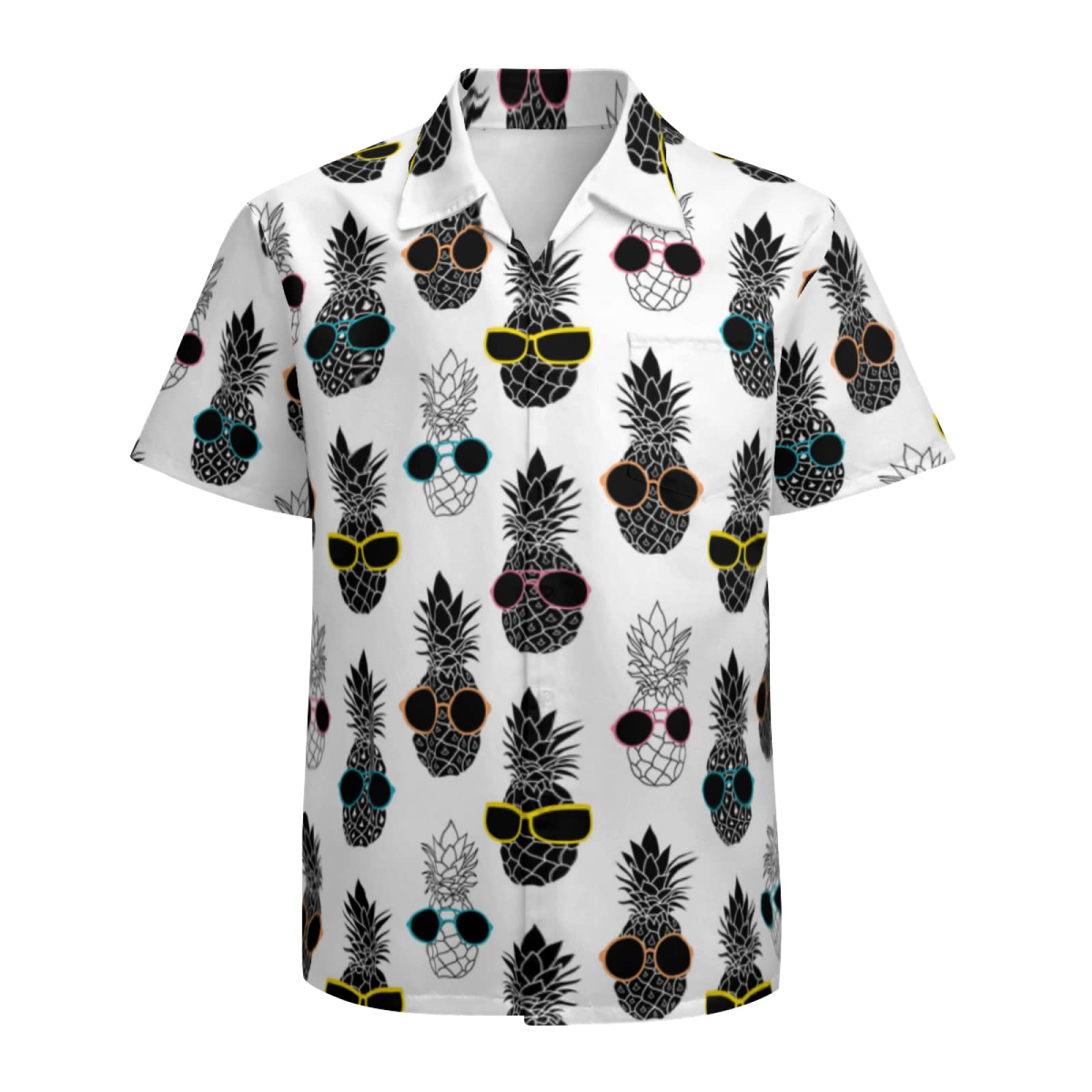 Men's Hawaiian Shirt Casual Button Down Short Sleeves Beach Shirt - Pineapple