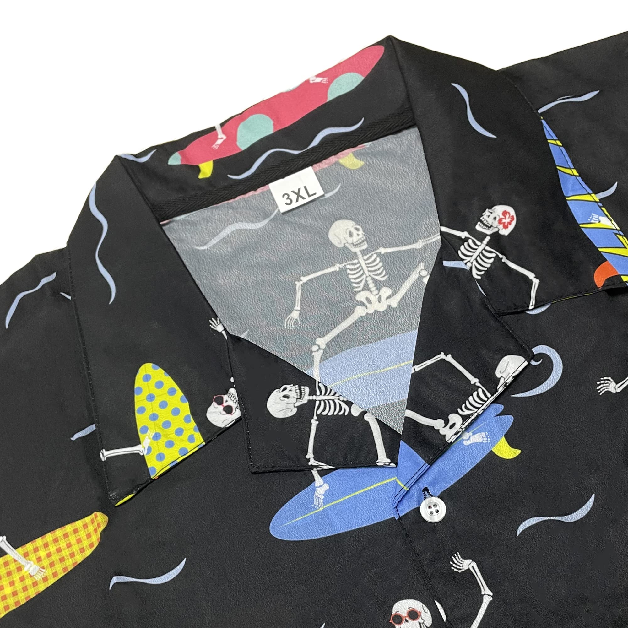 Men's Hawaiian Shirt Casual Button Down Short Sleeves Beach Shirt - Skeleton