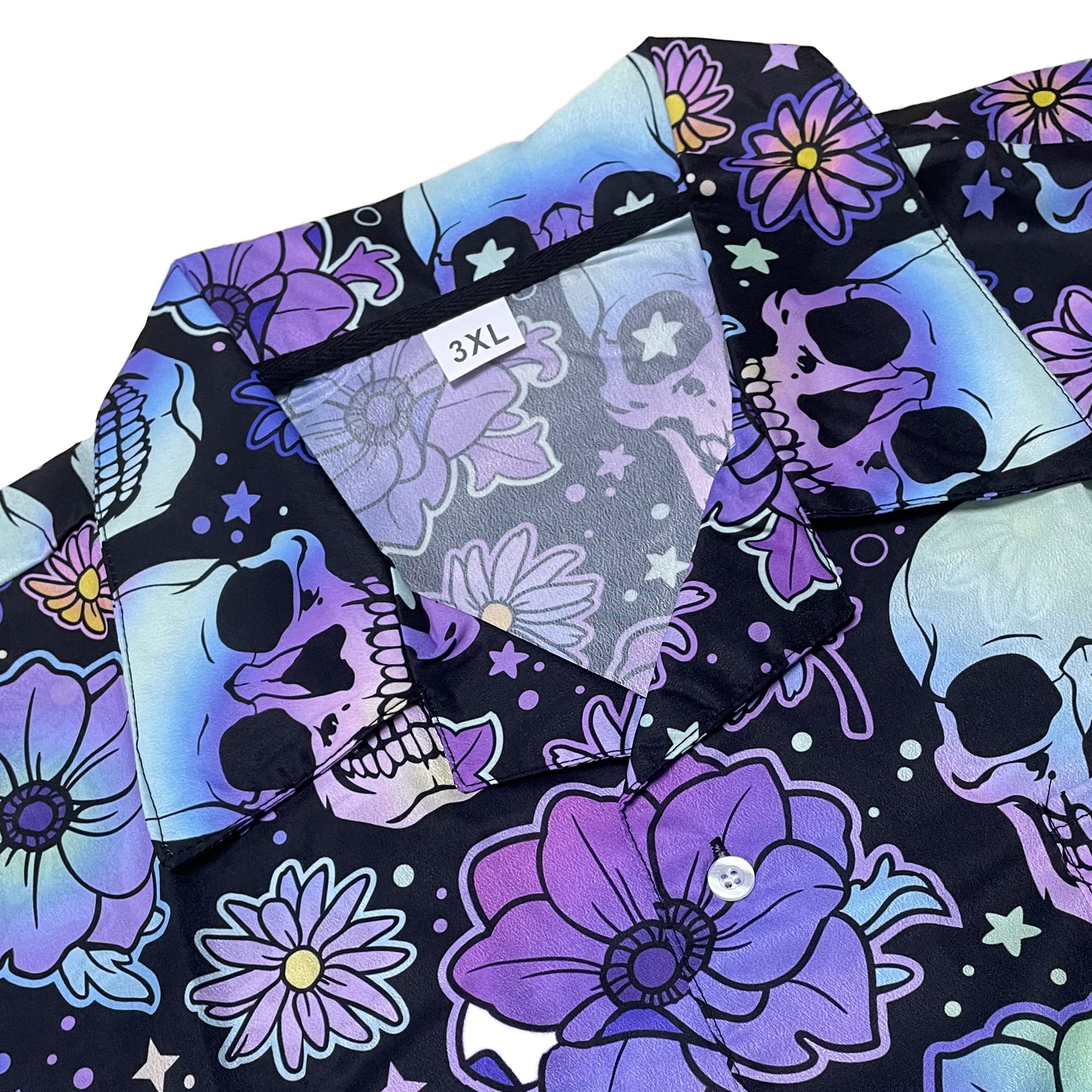 Men's Hawaiian Shirt Casual Button Down Short Sleeves Beach Shirt - Skull