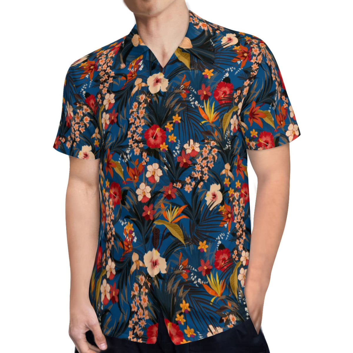 Men's Hawaiian Shirt Casual Button Down Short Sleeves Beach Shirt - Tropical